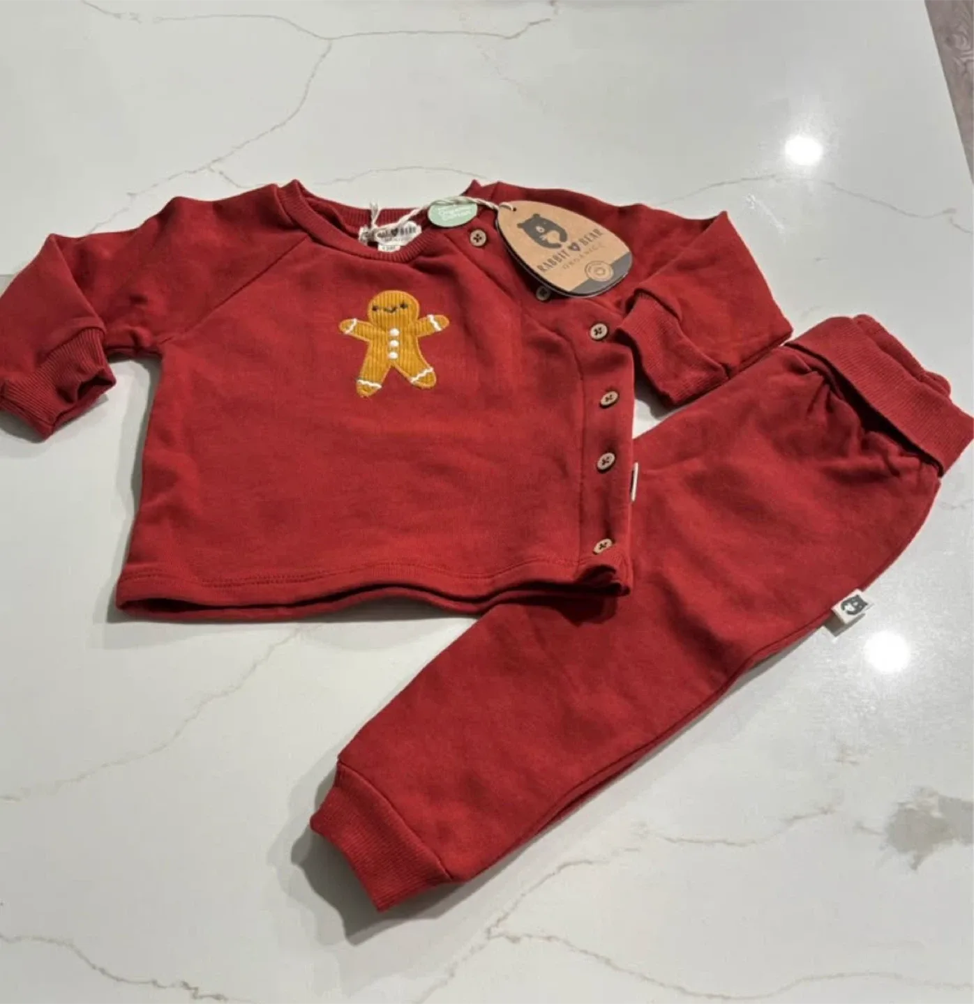 New Rabbit + Bear Organic Cotton Gingerbread Set - 12M