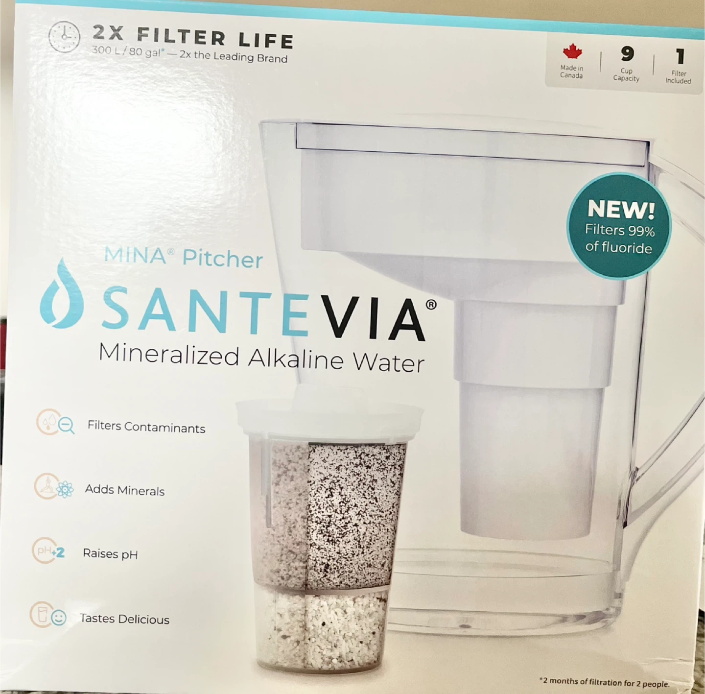 Santevia MINA Pitcher - Mineralized Alkaline Water - photo 2
