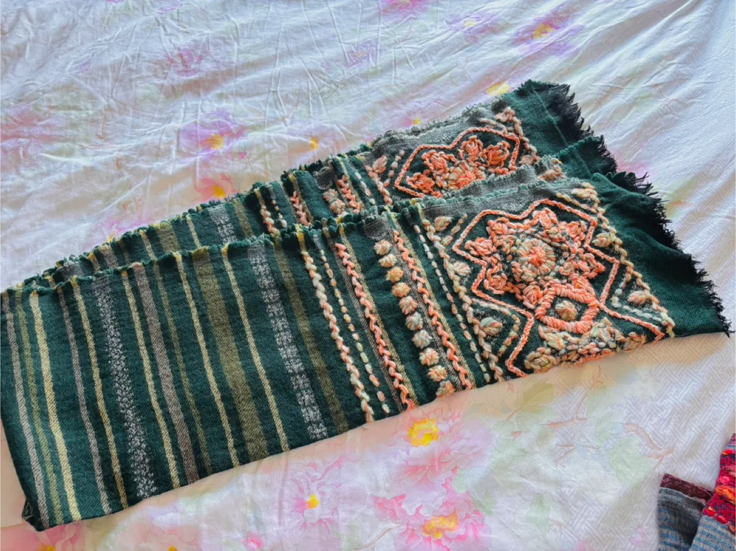 Japan Green Patterned Scarf