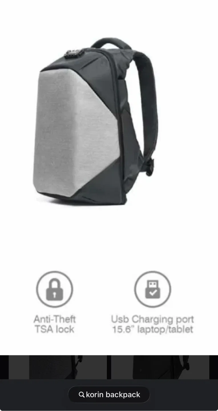 KORIN Anti-Theft Backpack w/ USB Charging Port