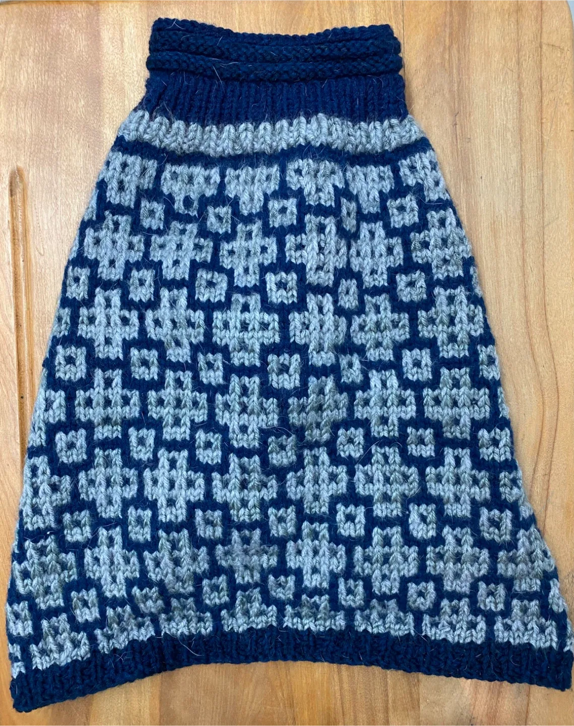 Hand-Knitted Blue Dog Sweater