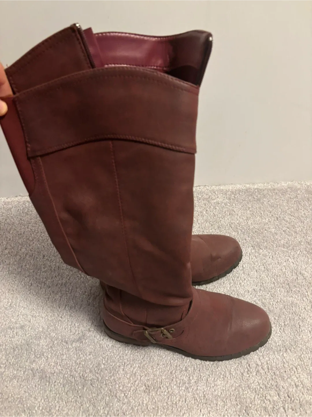 Burgundy Knee High Boots - Size 8
