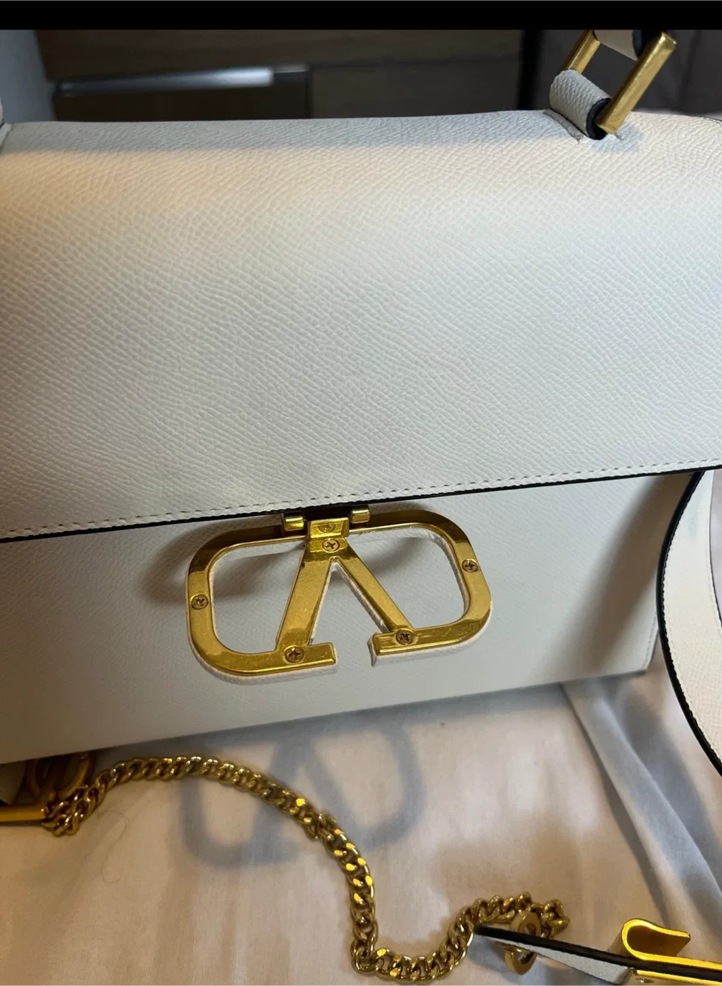 Valentino Garavani White Leather satchel  Top Handle Bag image indicator(5)