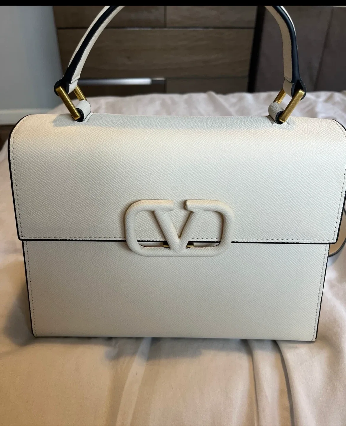 Valentino Garavani White Leather satchel  Top Handle Bag