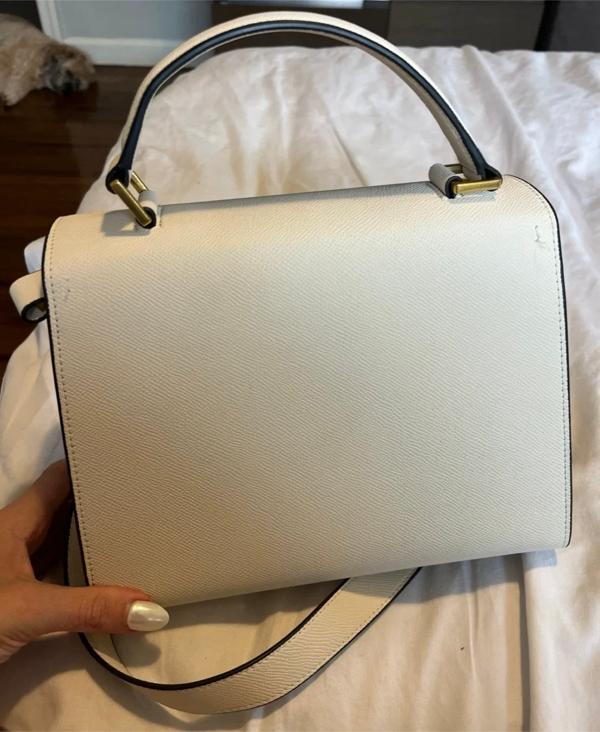Valentino Garavani White Leather satchel  Top Handle Bag image indicator(4)