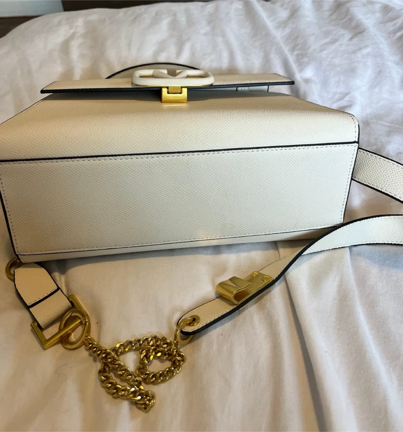 Valentino Garavani White Leather satchel  Top Handle Bag image indicator(6)