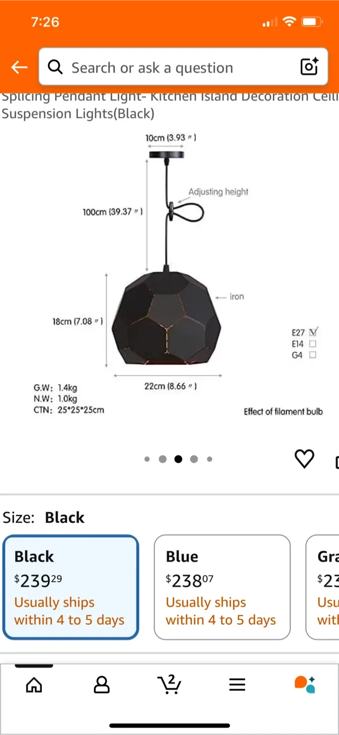 Black Splicing Pendant Light - Kitchen Island Decoration image indicator(2)