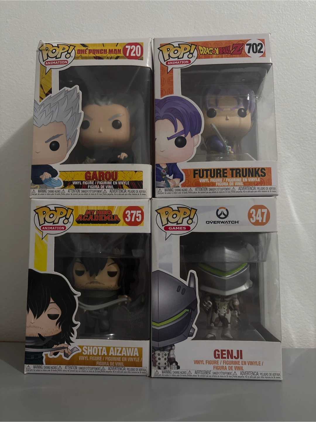 Funko Pop! Animation Figures - Garou, Trunks, Aizawa, Genji