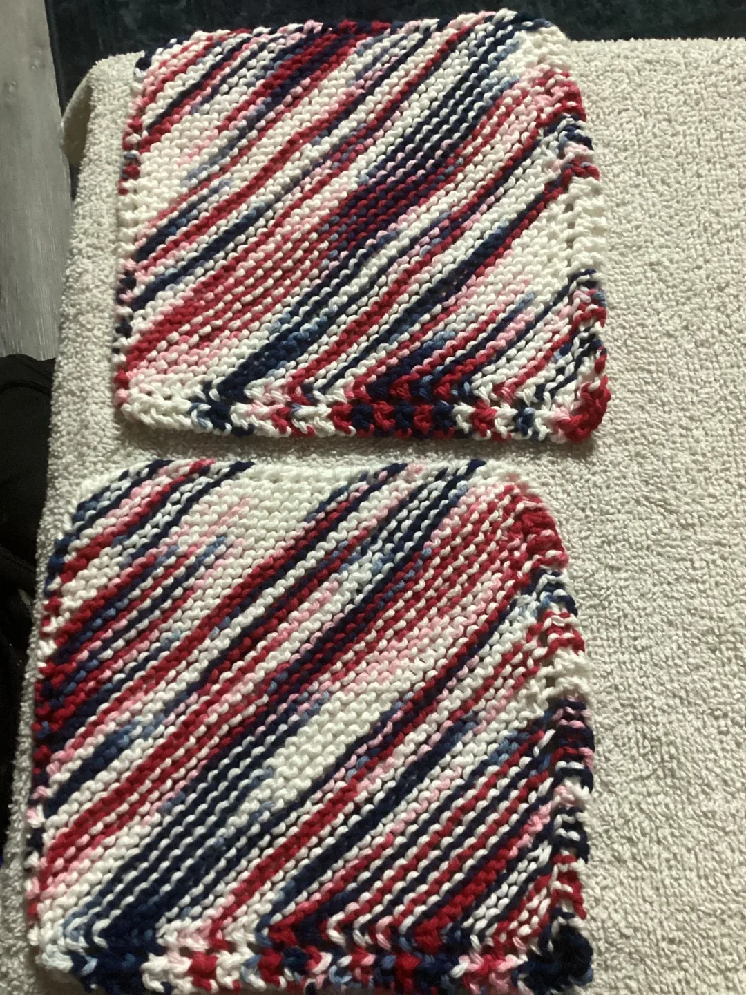Hand-Knitted Cotton Dishcloths/hotpot coasters (Set of 2)