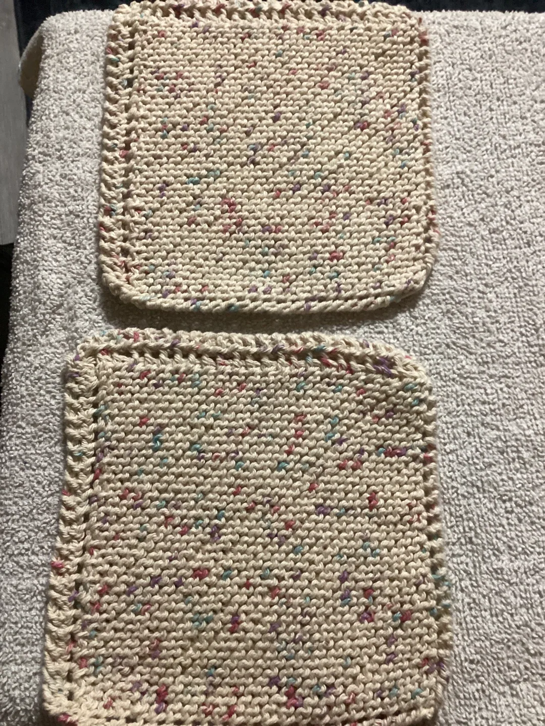 Handmade Knitted Cotton Dishcloths/hotpot coasters- Set of 2