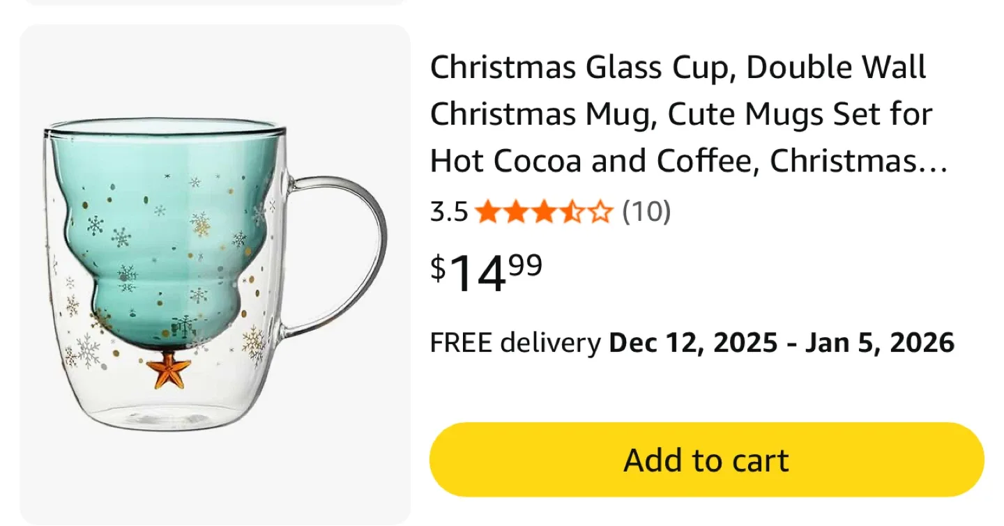 Two Christmas Tree Double Wall Glass Mugs image indicator(4)