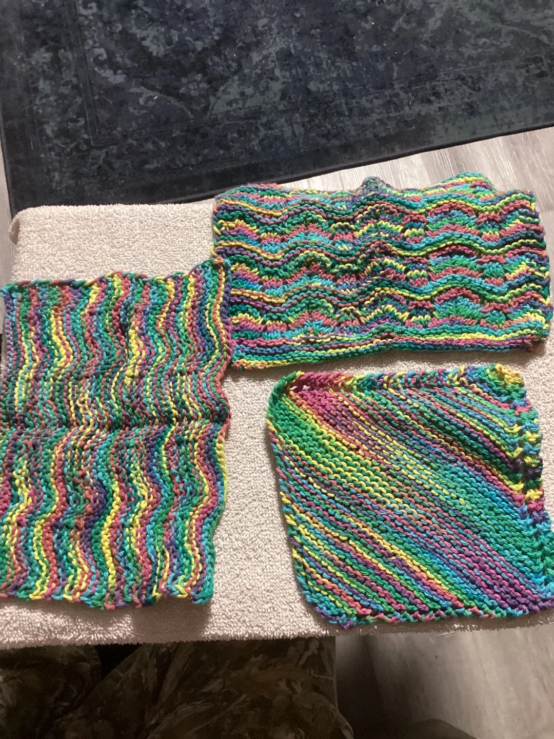 Handmade Knitted Washcloths/hotpot coasters - Set of 3