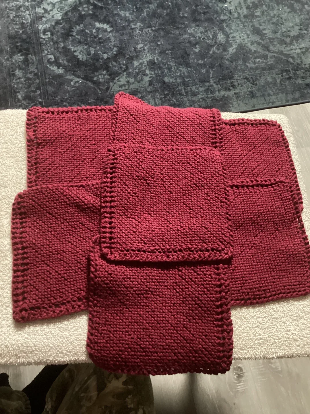 Handmade Knitted Washcloths/hotpot coasters - Set of 7