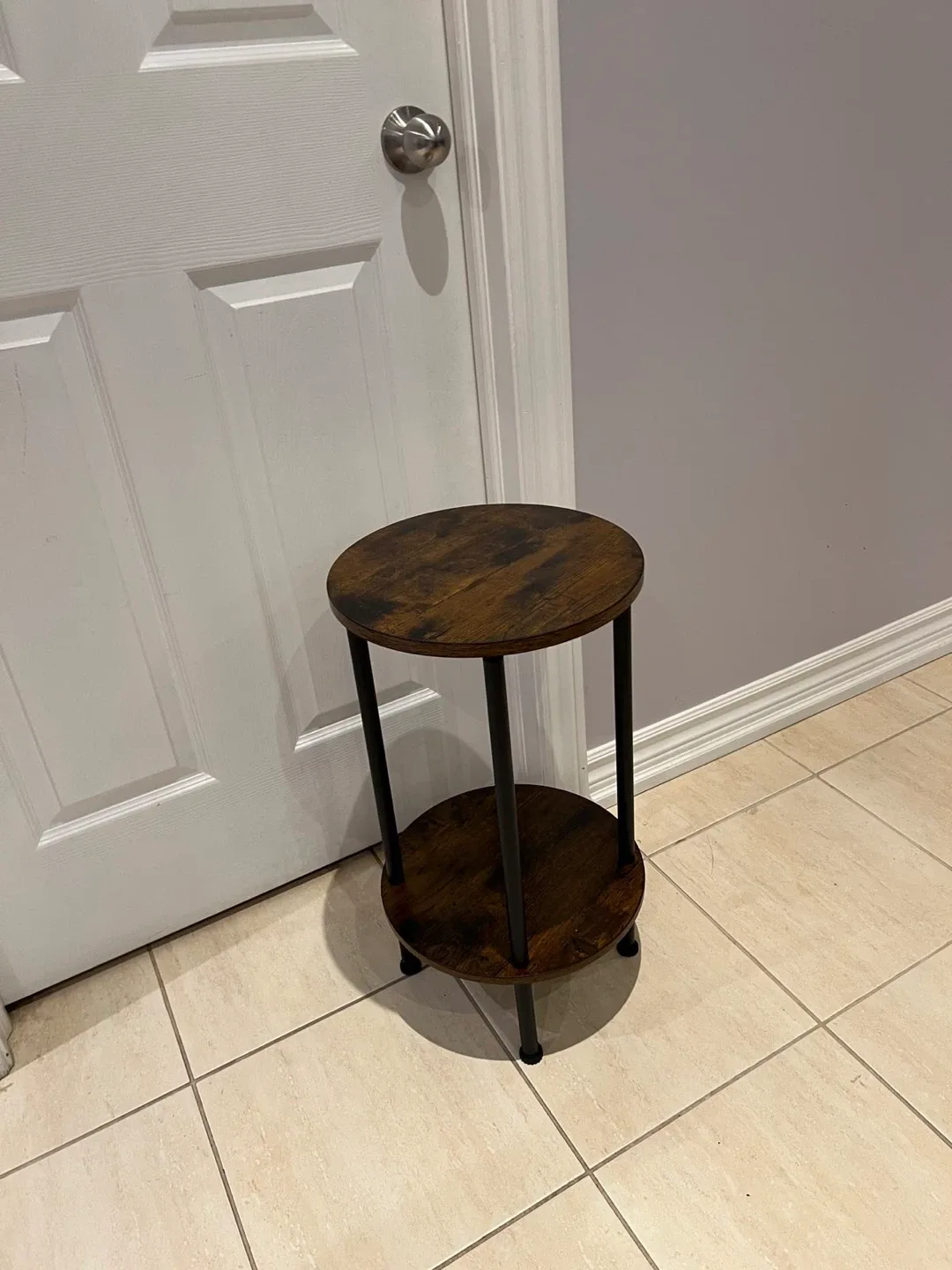 Round Side Table - Brown & Black