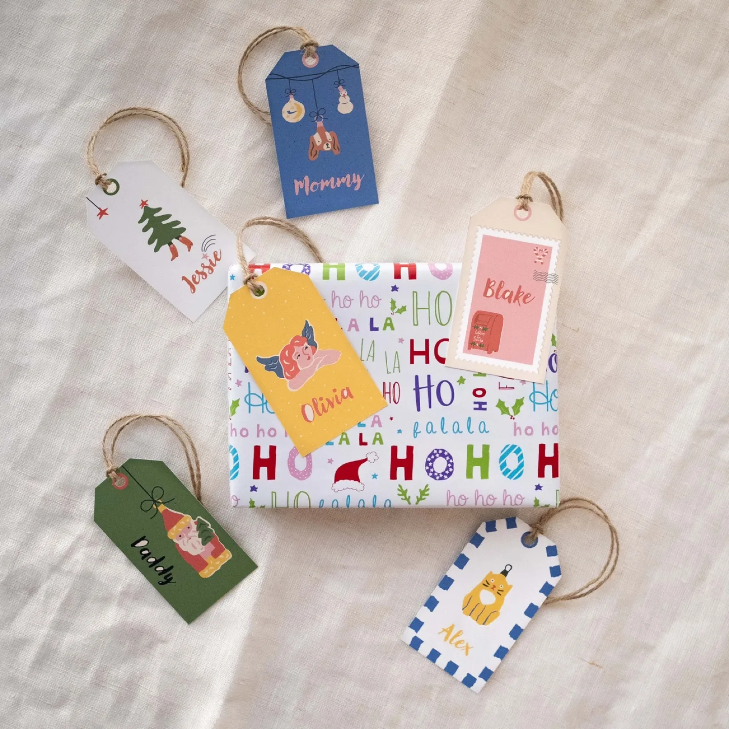 Personalised Custom Christmas Gift Tags Set