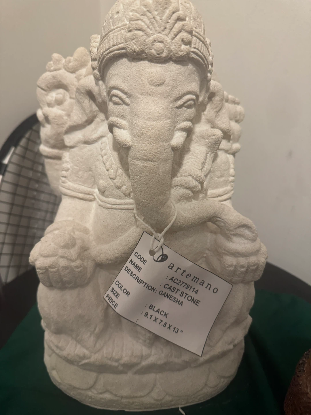 Artemano Ganesha Cast Stone Statue - white (heavy piece)