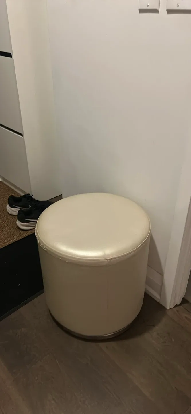 Beige Round Ottoman