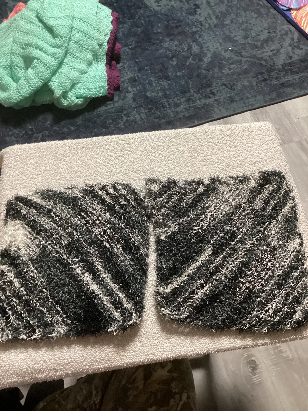 Handmade Black & White Striped hotpot coasters