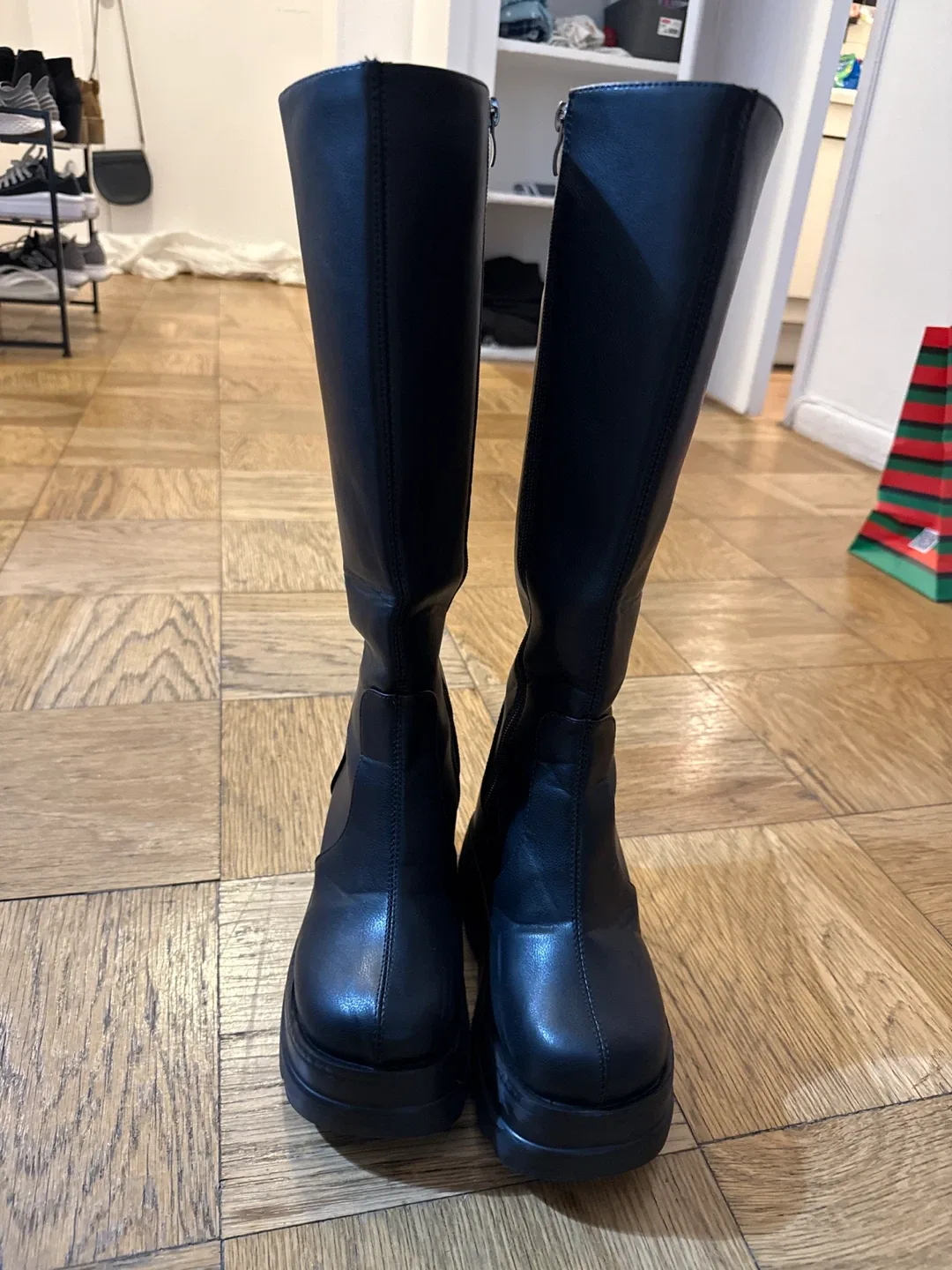 Black Platform Knee High Boots