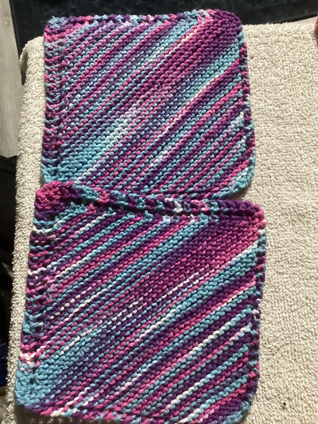 Handmade Knitted Washcloths/hotpot coasters- Set of 2