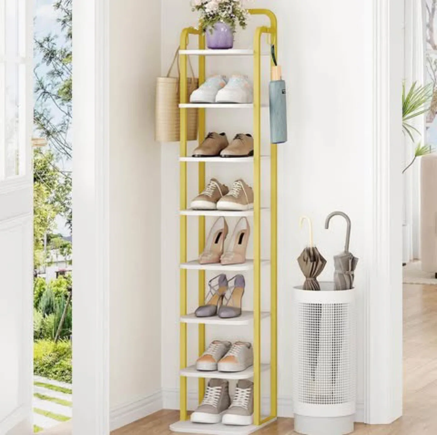 8-Tier Shoe Rack Stand - Gold & White image indicator(3)