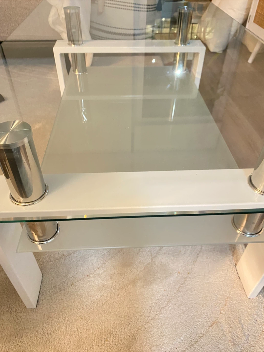 Glass Top Coffee Table - White Frame, 39" x 23.5" - photo 3