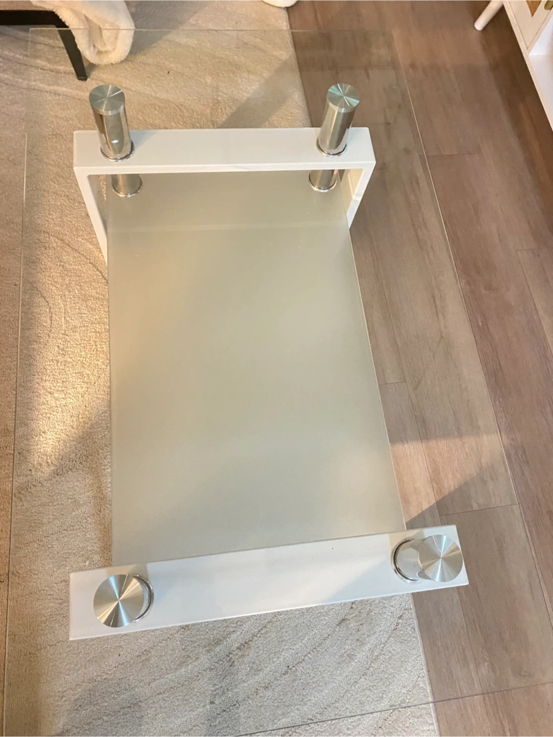 Glass Top Coffee Table - White Frame, 39" x 23.5" - photo 4