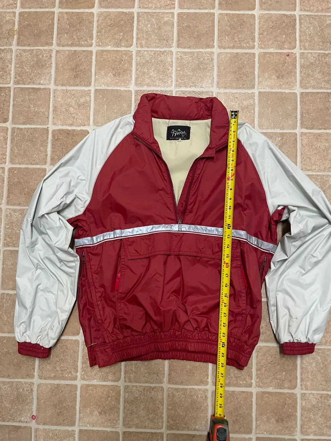 Tyrol Quarter Zip Jacket - Red & Grey