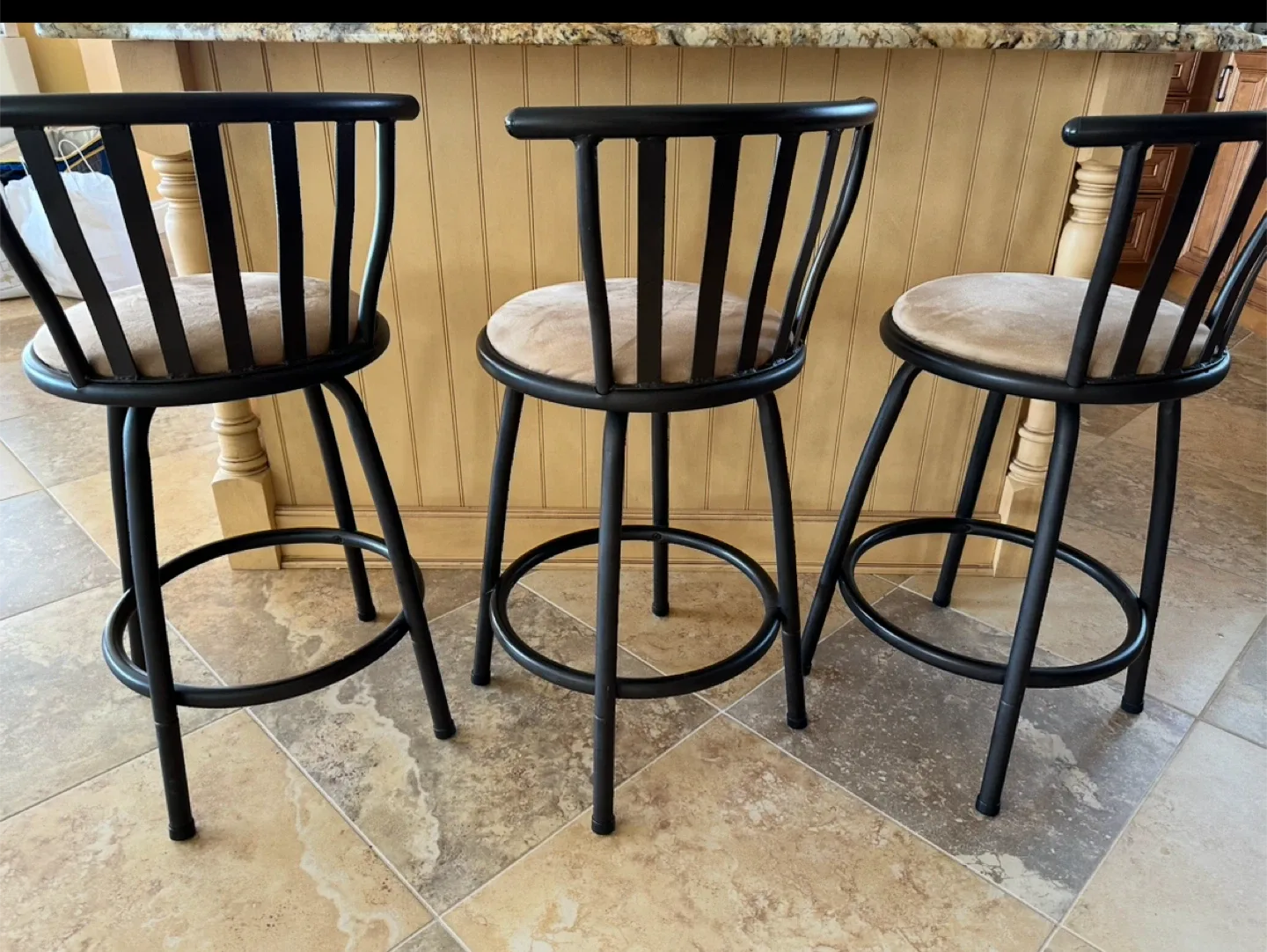 Set of 3 Black Bar Stools