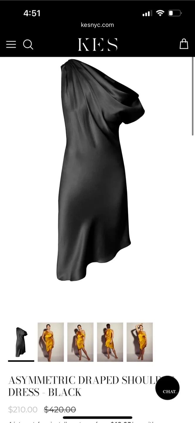 Black One-Shoulder Dress 100% silk image indicator(3)