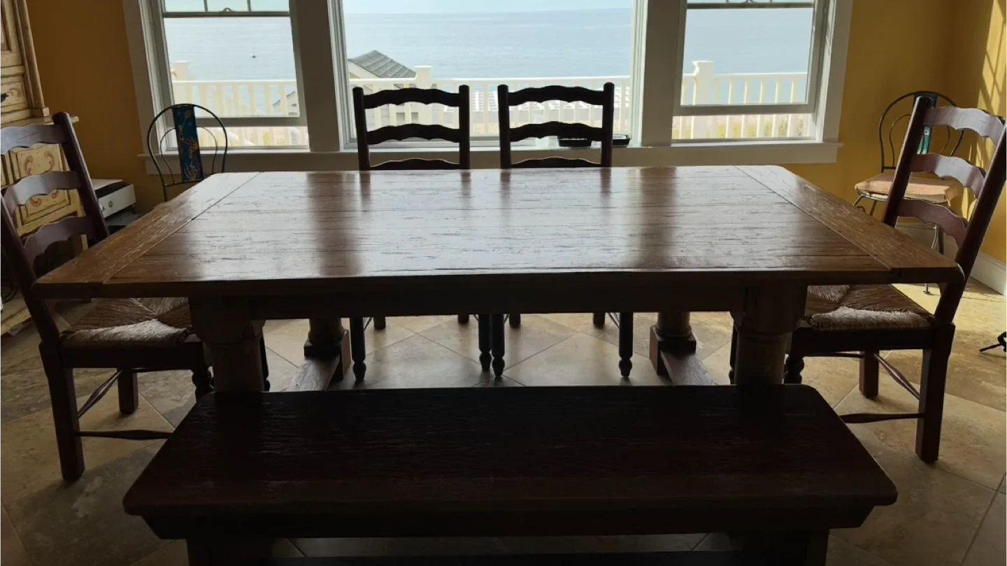 Dining Table with 4 Chairs and a bench image indicator(3)