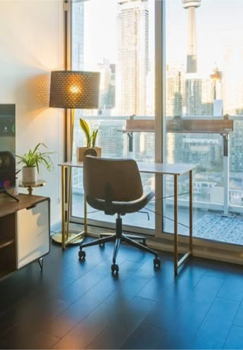 40” White Marble & Gold Desk – Compact Home Office/Study Table image indicator(6)