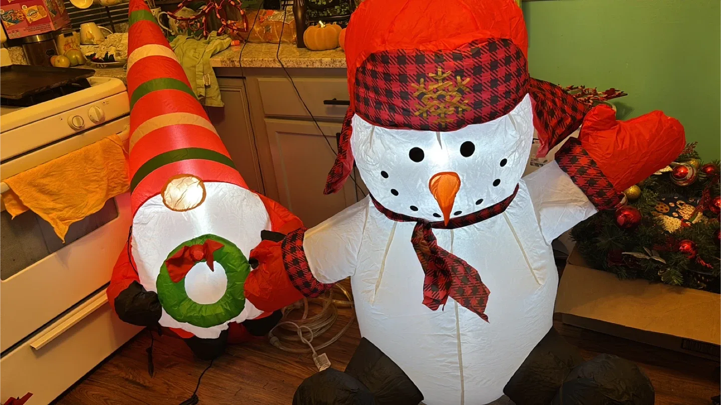Christmas Inflatable Gnome & Snowman