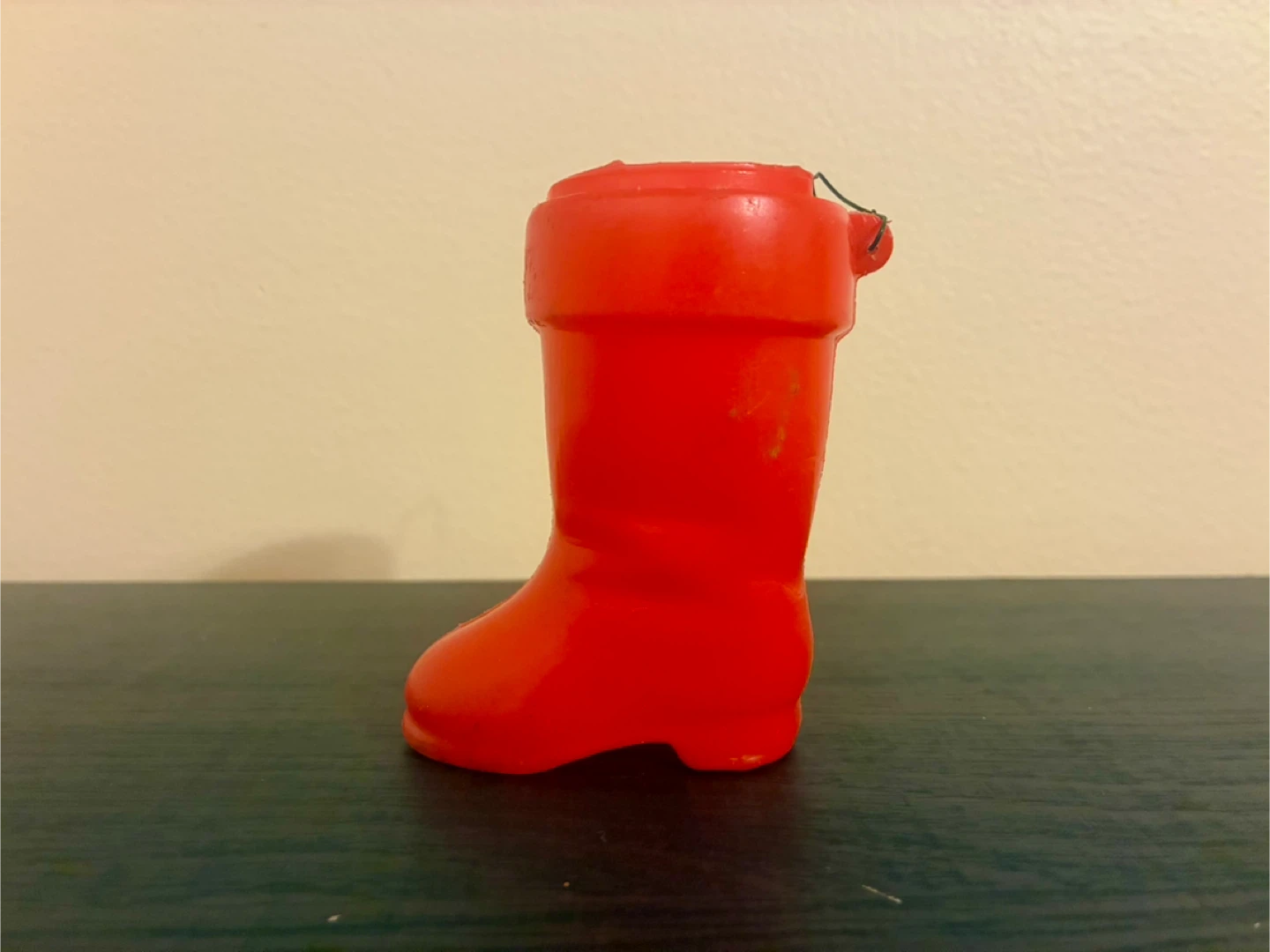 Red Plastic Boot vintage Christmas Tree ornament