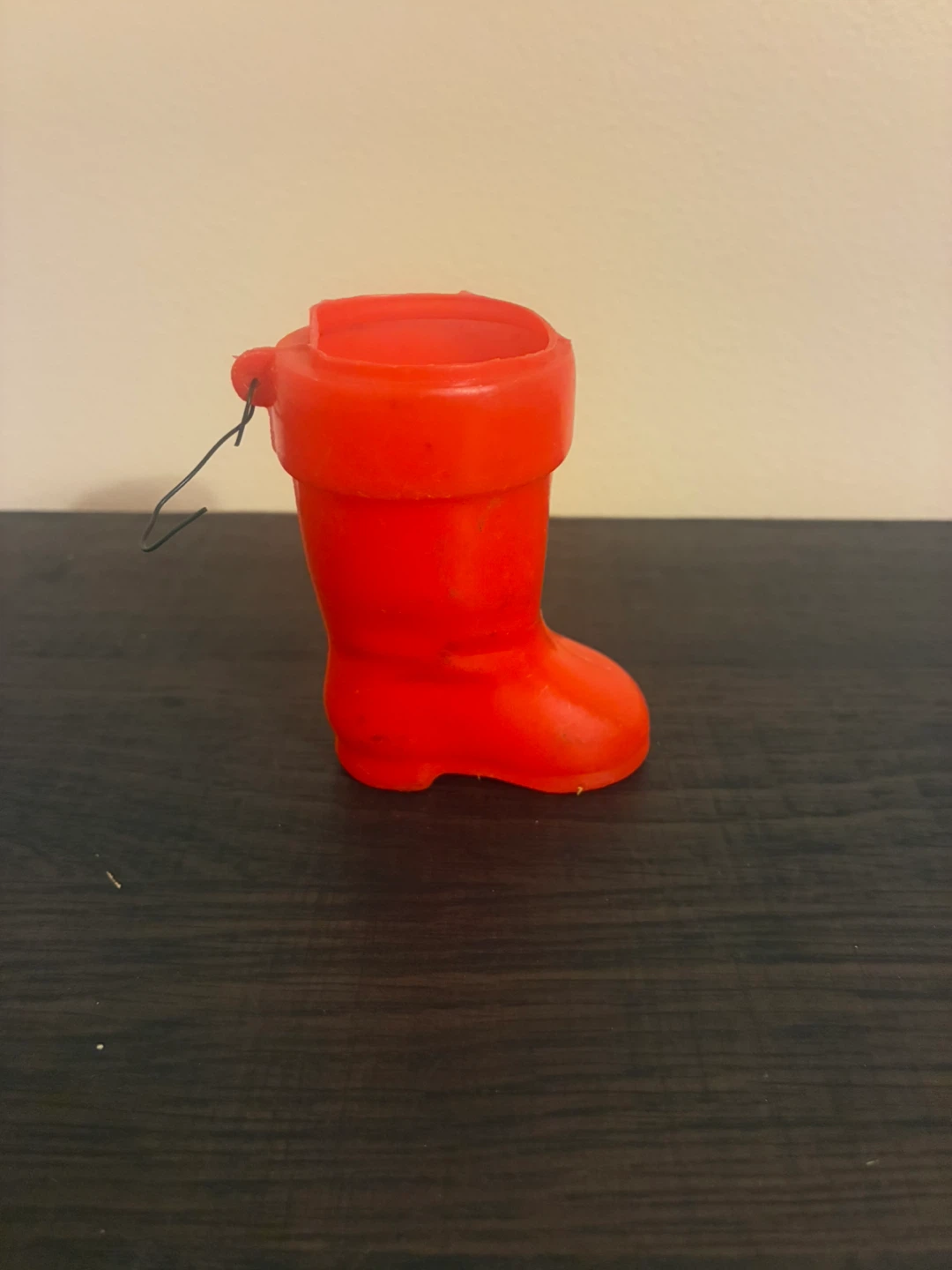 Red Plastic Boot vintage Christmas Tree ornament - photo 5
