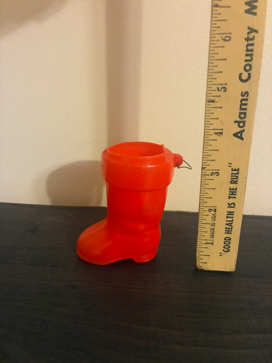 Red Plastic Boot vintage Christmas Tree ornament - photo 2