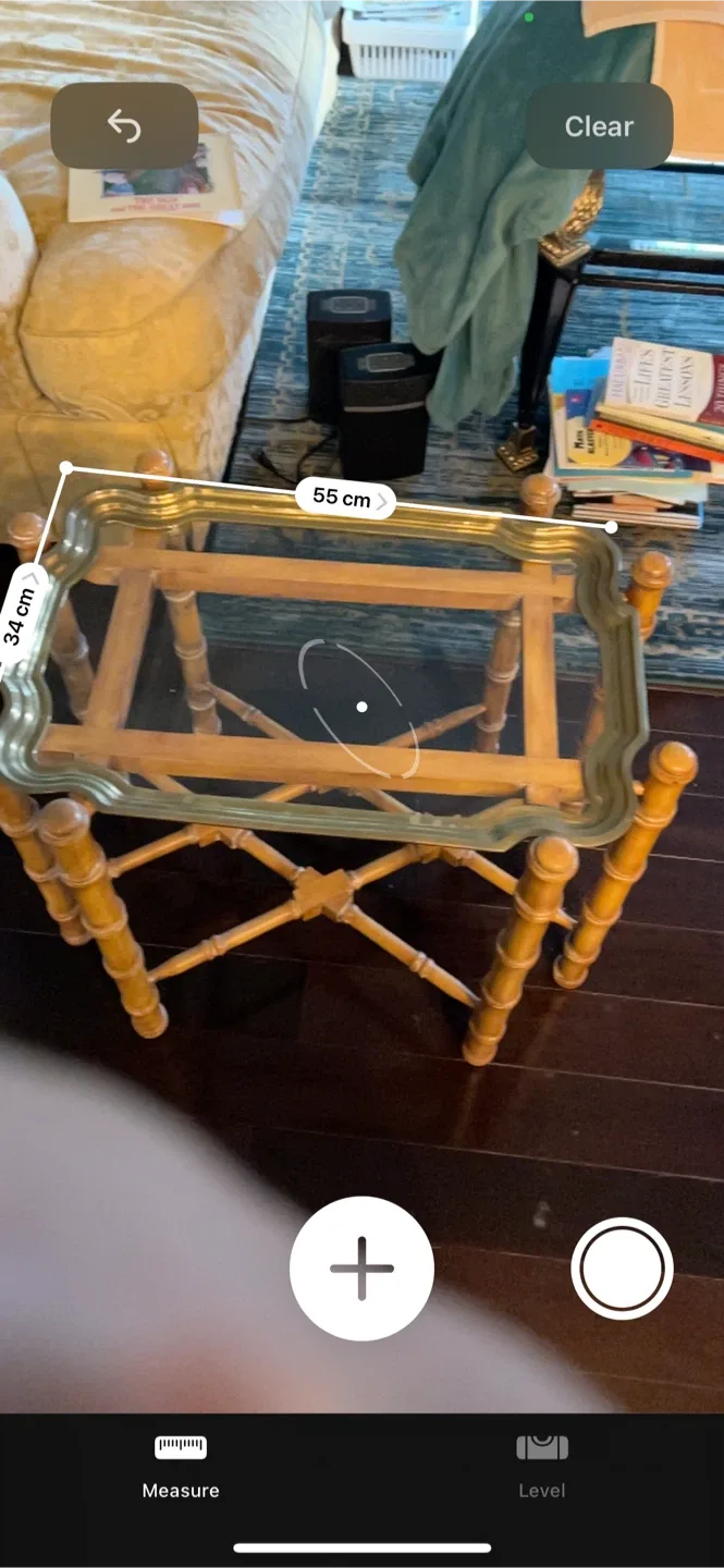 Bamboo Style Side Table - Glass Top/Tray