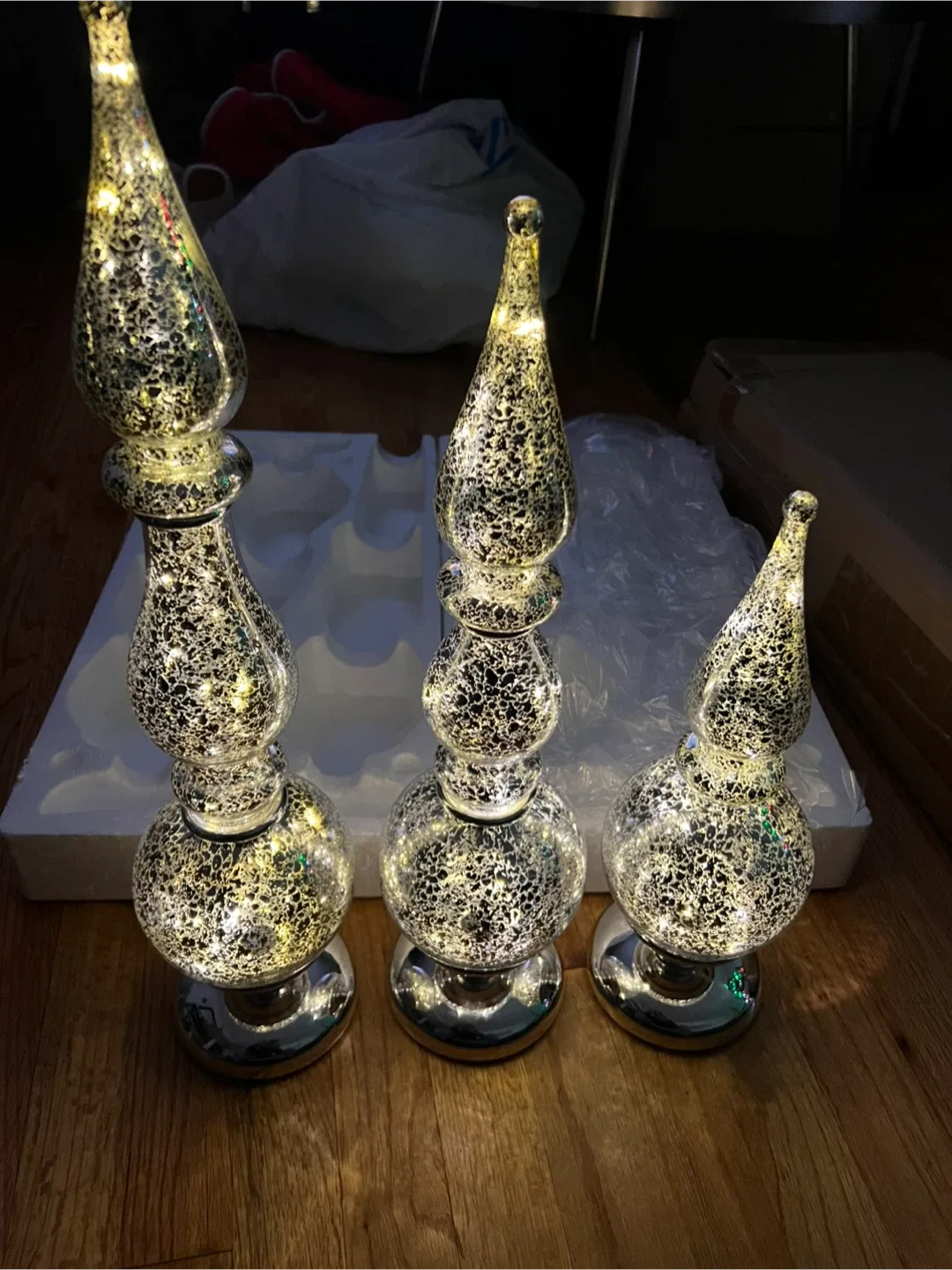 Set of 3 Illuminated Glass Finials by Valerie