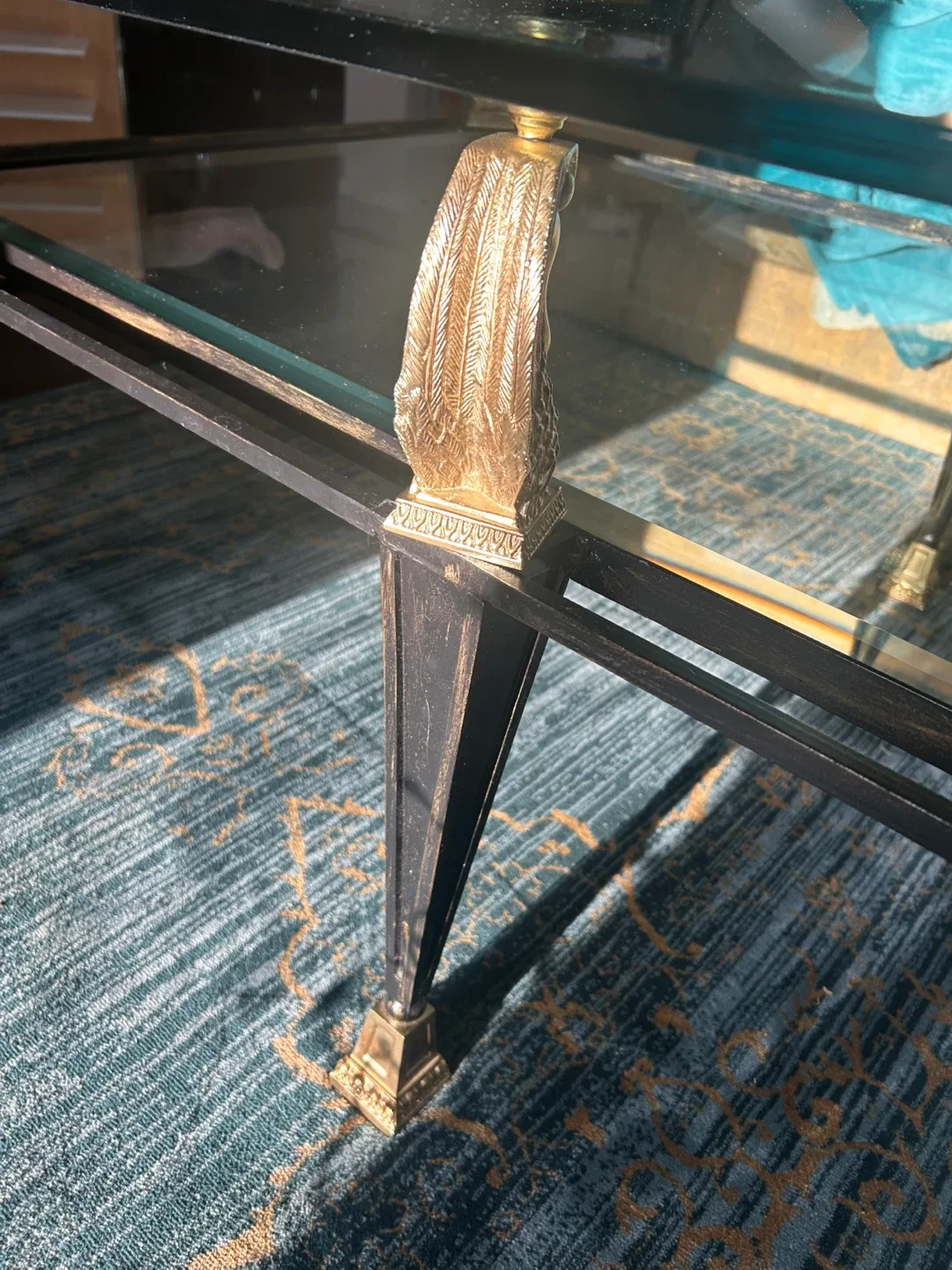 Glass Coffee Table with Gold Swan Accents image indicator(3)