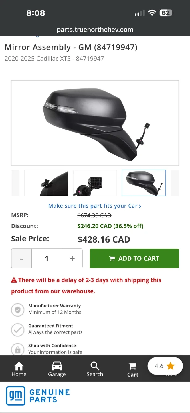 Cadillac XT5 Mirror Assembly - GM (84719947) image indicator(4)