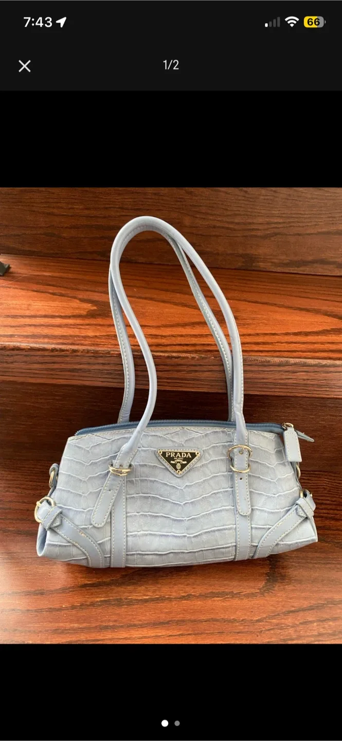 Prada Blue Leather Handbag