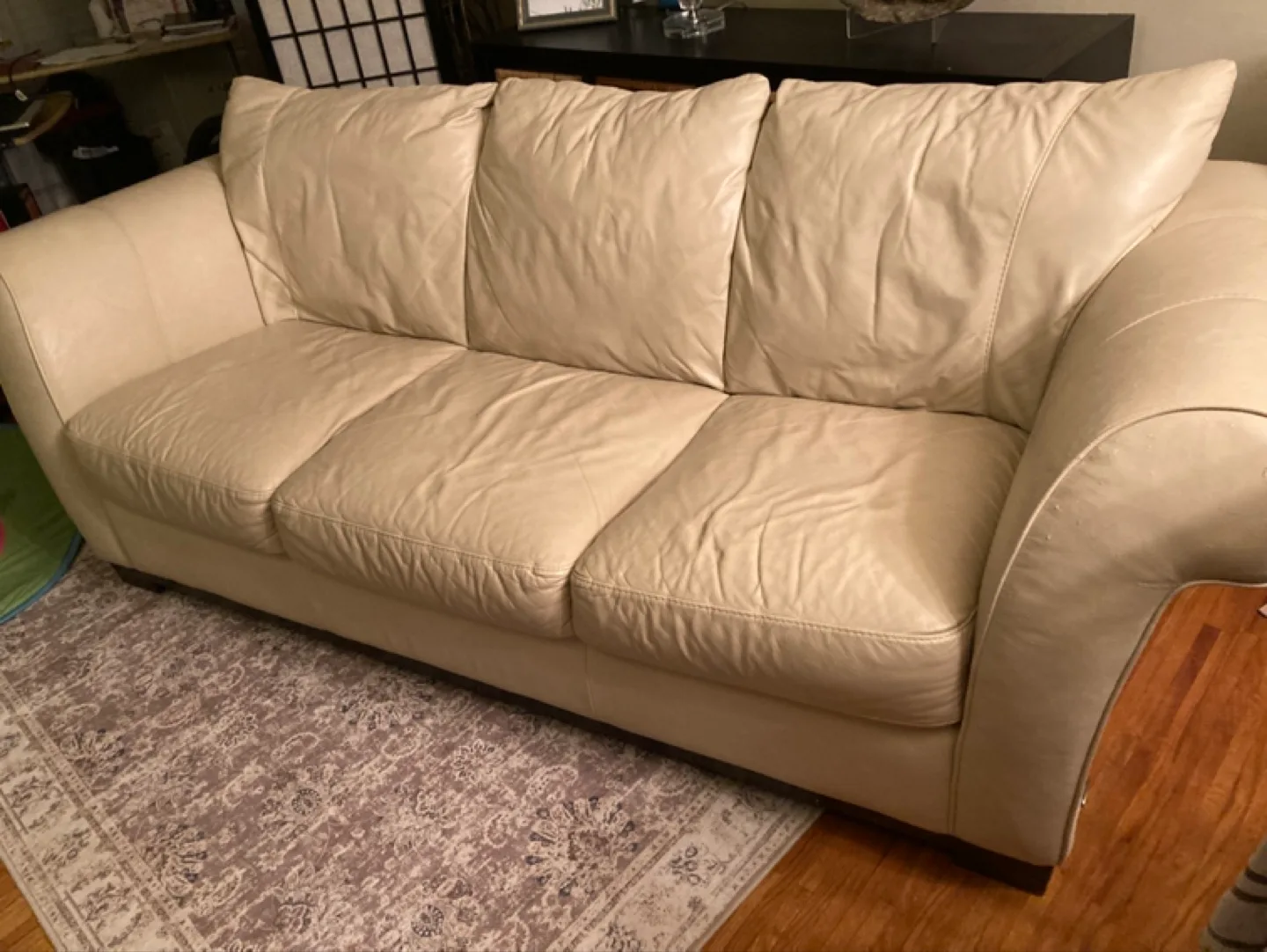Cream Leather Sofa - Great Condition!