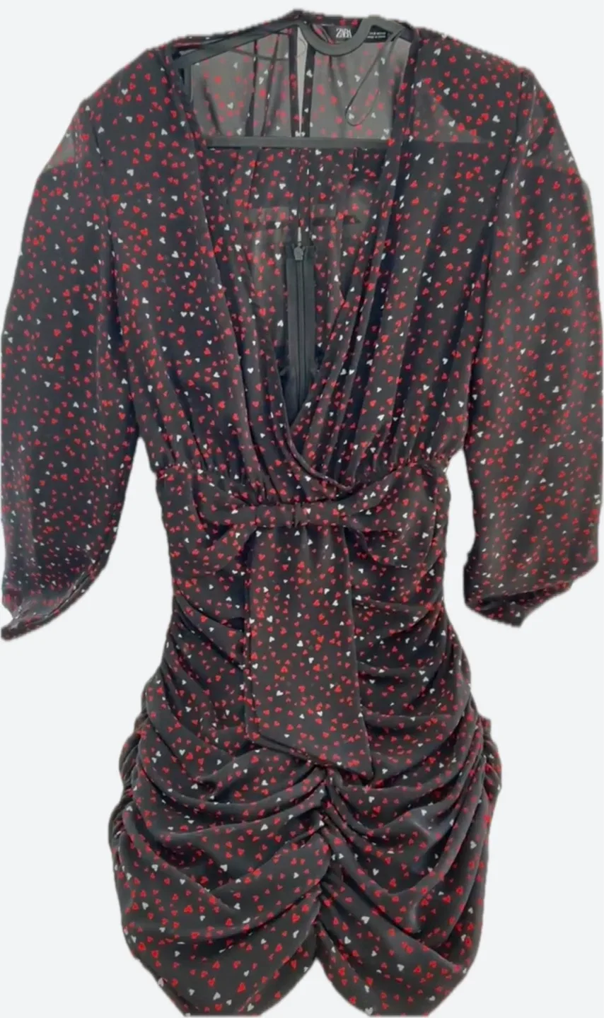 Zara Mini Dress - Black with Heart Print image indicator(3)