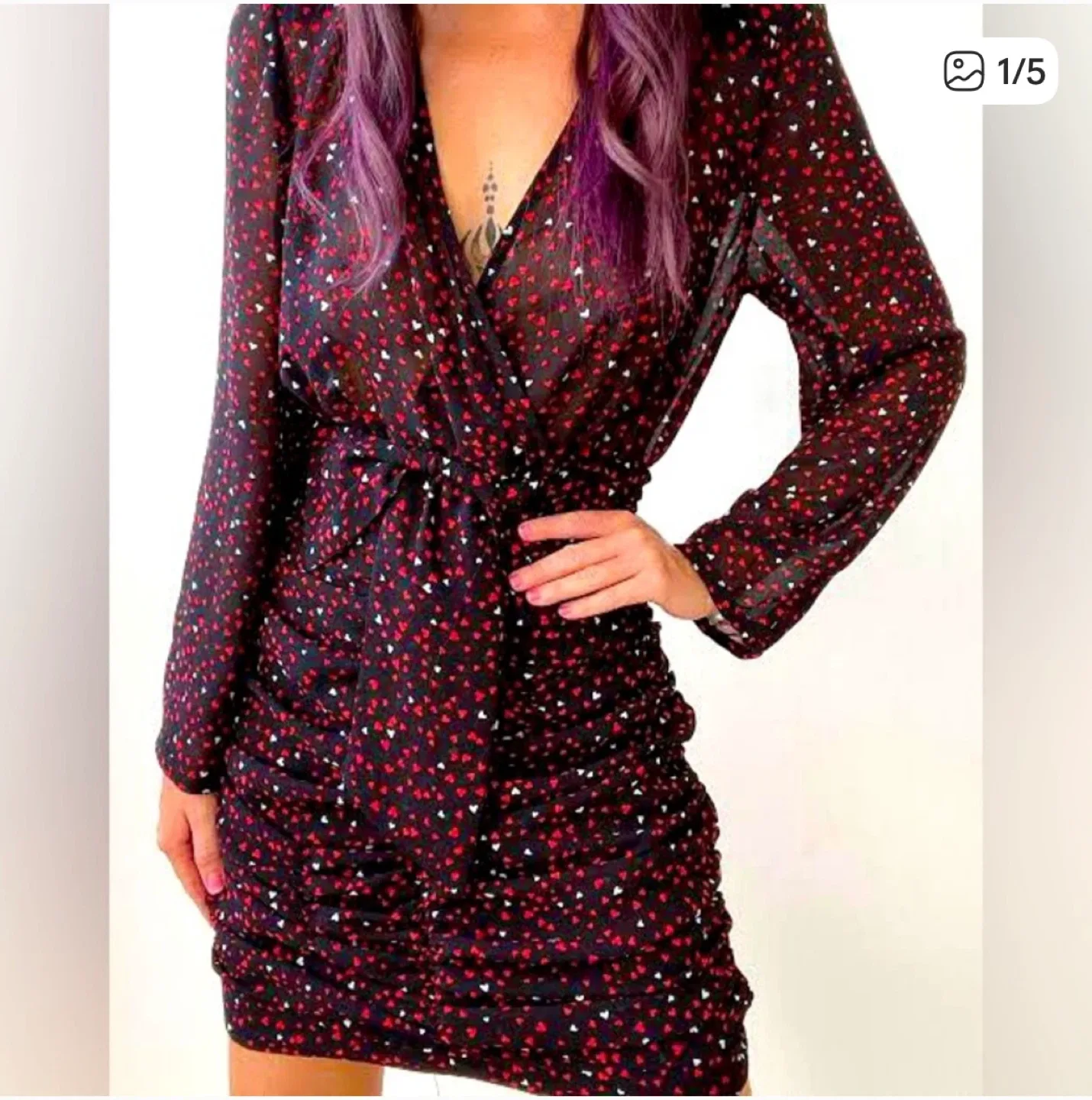 Zara Mini Dress - Black with Heart Print