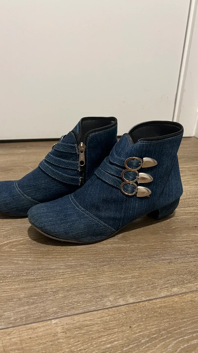 Denim Ankle Boots, Size US 7 image indicator(2)