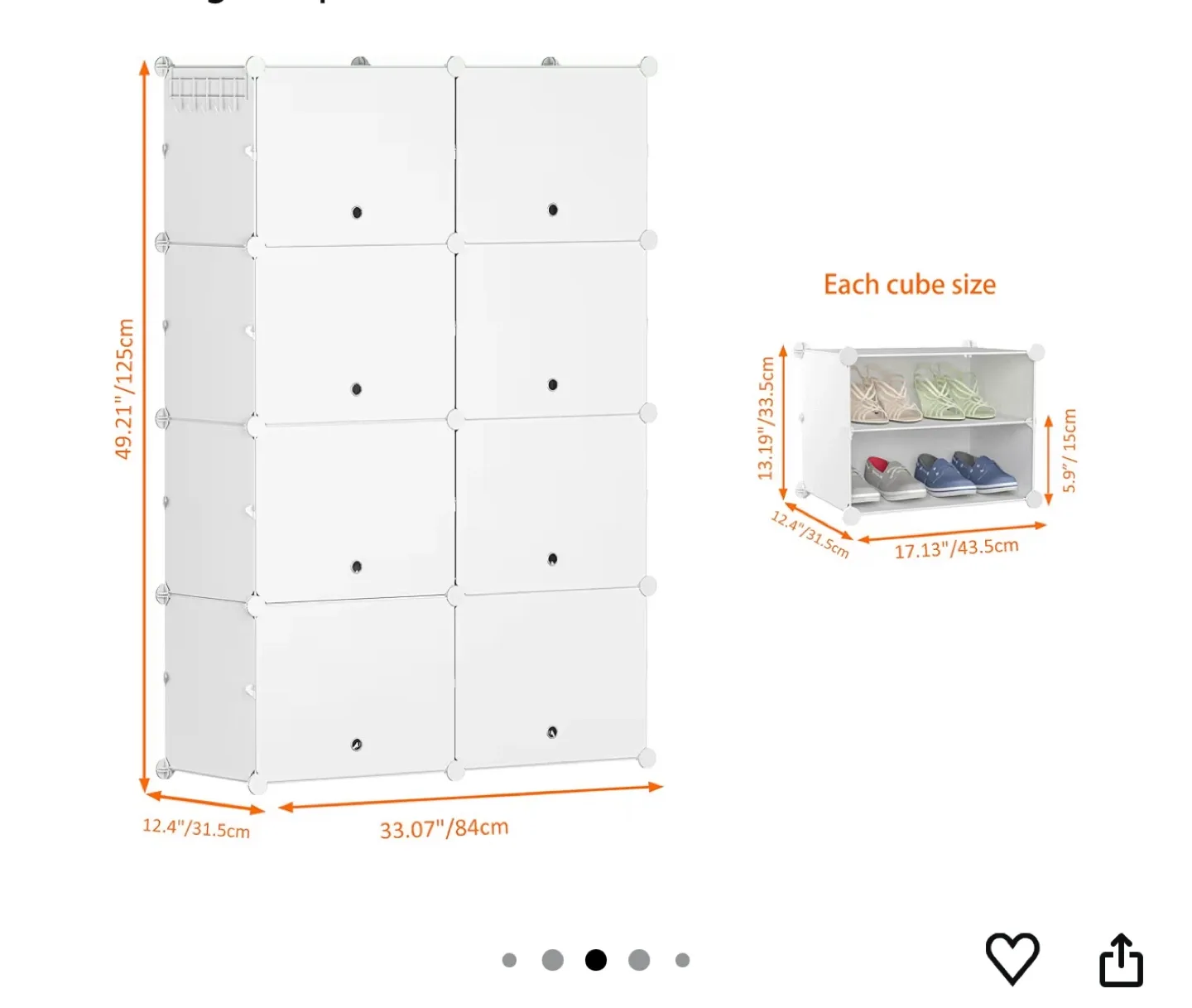 White 8-Cube Storage Shelf image indicator(3)