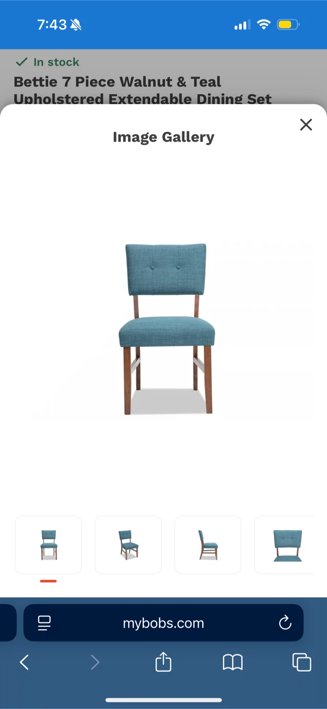 Bettie 7 Piece Walnut & Teal Dining Set - photo 4