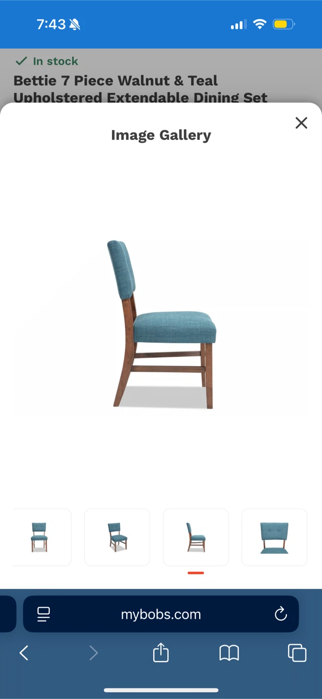Bettie 7 Piece Walnut & Teal Dining Set - photo 3