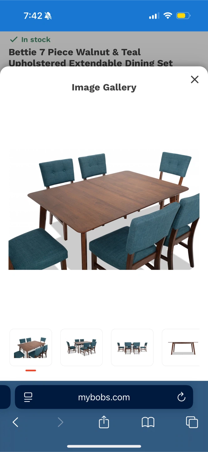 Bettie 7 Piece Walnut & Teal Dining Set - photo 2