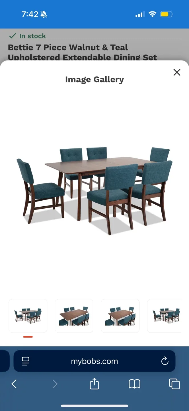 Bettie 7 Piece Walnut & Teal Dining Set